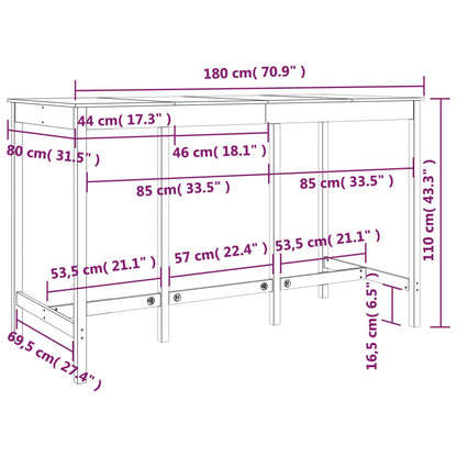 Bar Table 180x80x110 cm Solid Wood Pine