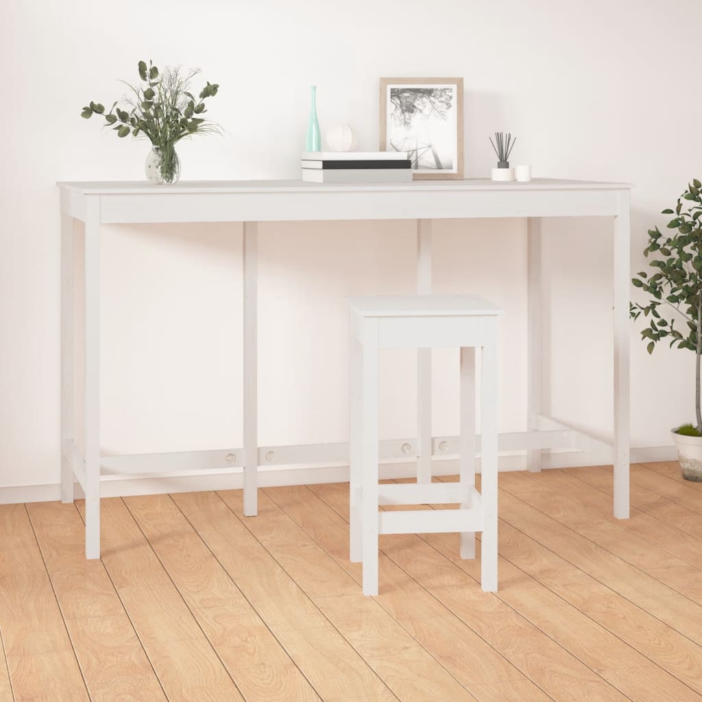 Bar Table White 180x80x110 cm Solid Wood Pine