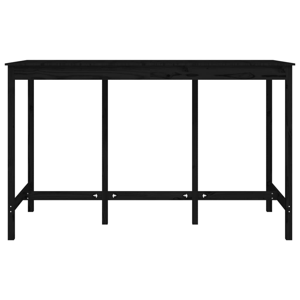 Bar Table Black 180x80x110 cm Solid Wood Pine