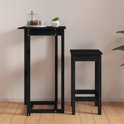 Bar Table Black 60x60x110 cm Solid Wood Pine