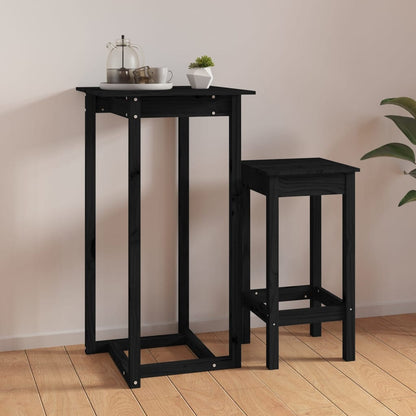 Bar Table Black 60x60x110 cm Solid Wood Pine