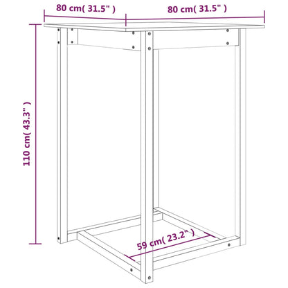 Bar Table White 80x80x110 cm Solid Wood Pine