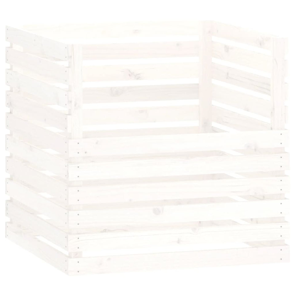 Composter White 80x80x78 cm Solid Wood Pine