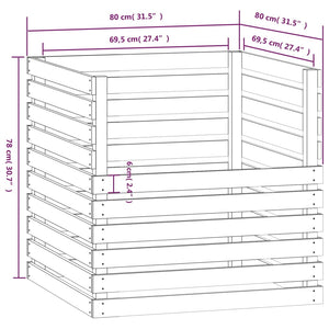 Composter White 80x80x78 cm Solid Wood Pine