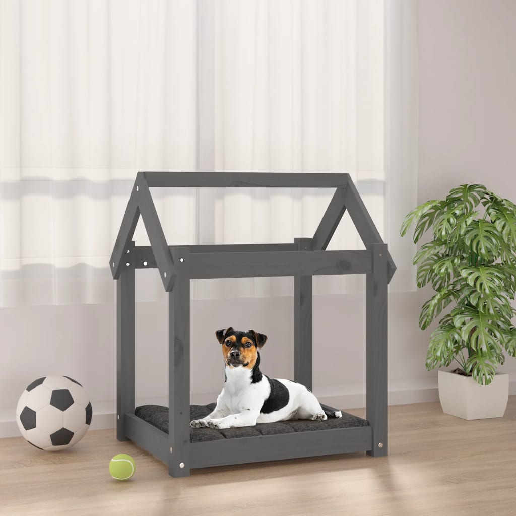 Dog Bed | Grey | Solid Pine Wood | Small/Medium | Durable | Dog Bed