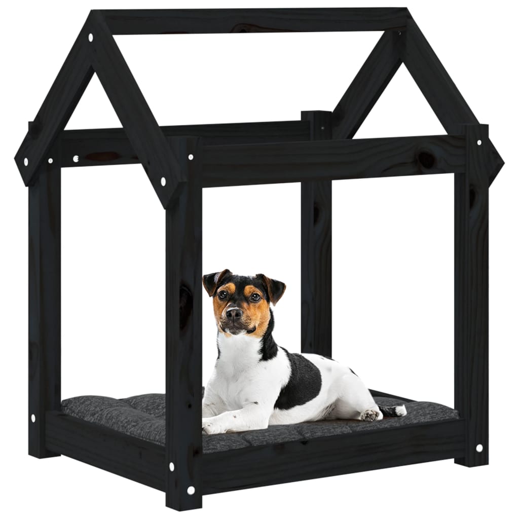 Dog Bed | Black | Solid Pine Wood | 61x50x70 cm |  Minimalistic | Dog Bed