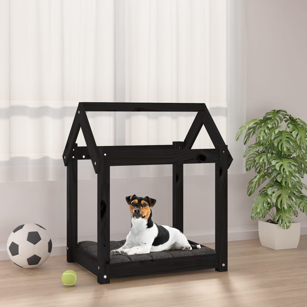 Dog Bed | Black | Solid Pine Wood | 61x50x70 cm |  Minimalistic | Dog Bed