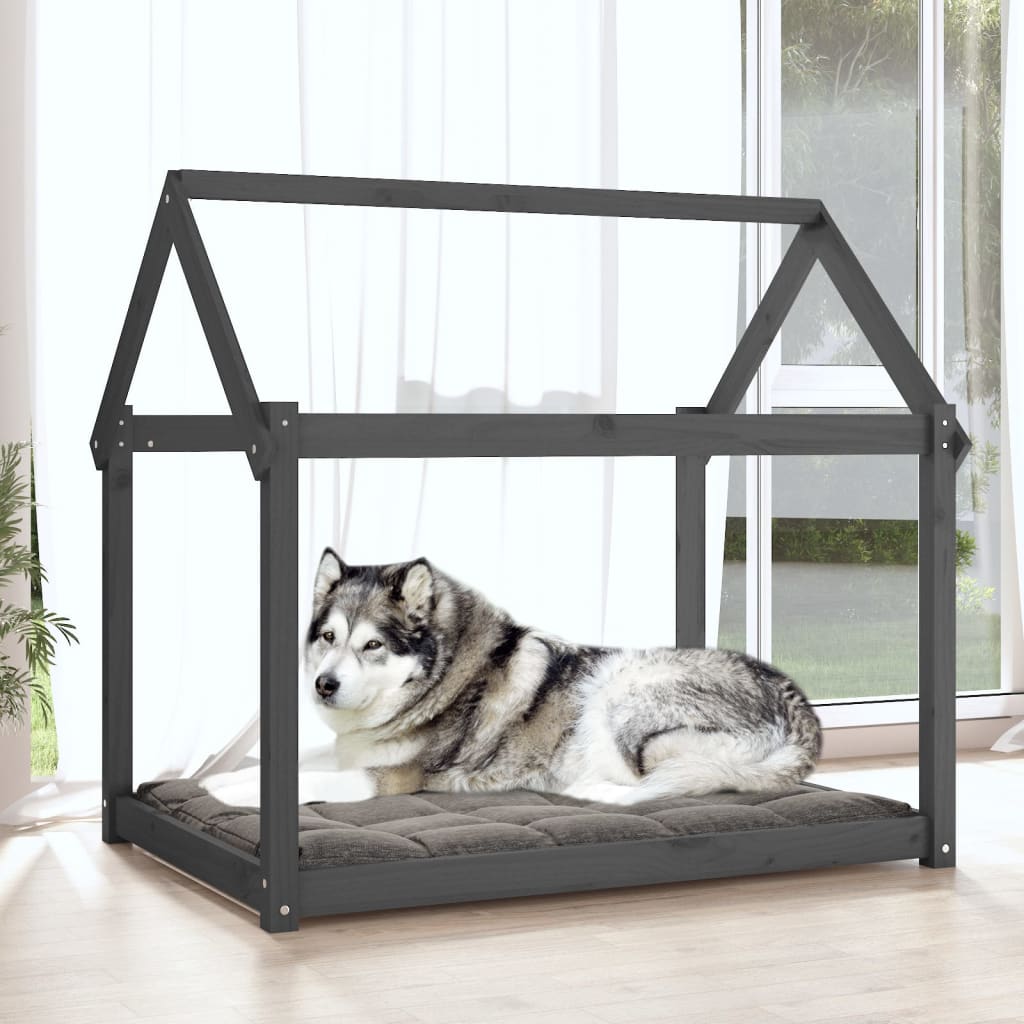 Dog Bed | Grey | Solid Pine Wood | Large | Minimalistic | Dog Bed