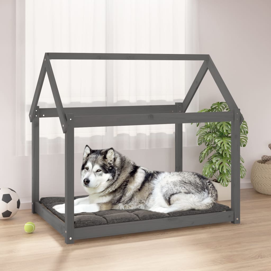 Dog Bed | Grey | Solid Pine Wood | Large | Minimalistic | Dog Bed
