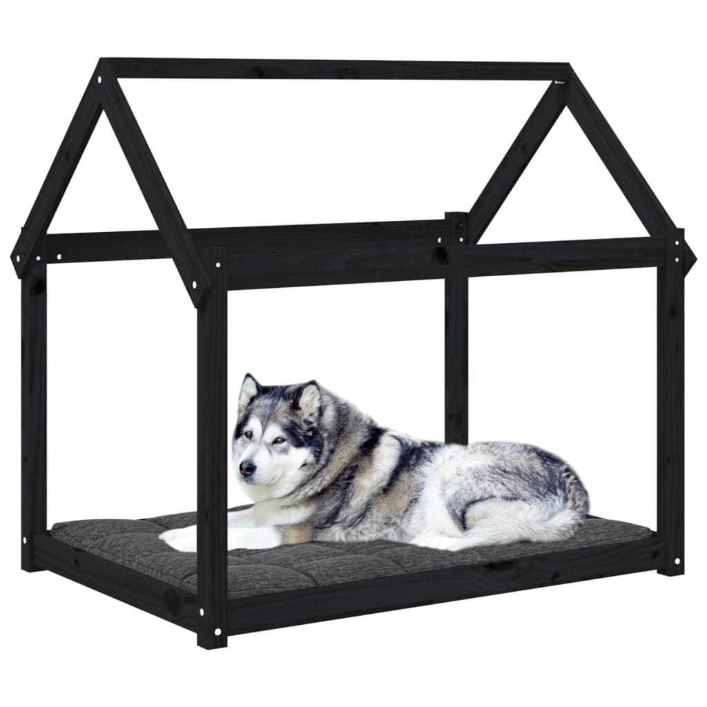 Dog Bed | Black | Solid pine wood | Large | Tough | Dog Bed | Rectangular