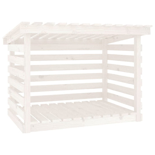 Firewood Rack White 108x73x79 cm Solid Wood Pine