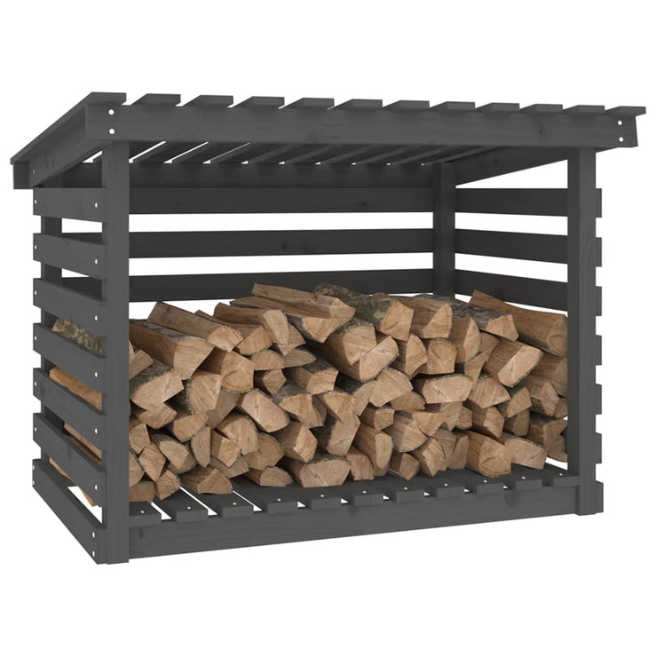 Firewood Rack Grey 108x73x79 cm Solid Wood Pine
