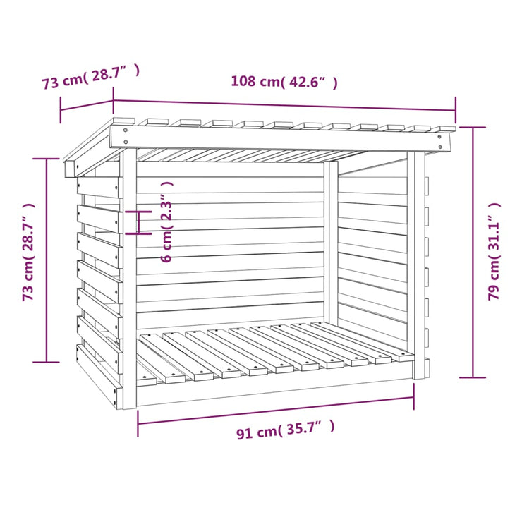 Firewood Rack Grey 108x73x79 cm Solid Wood Pine