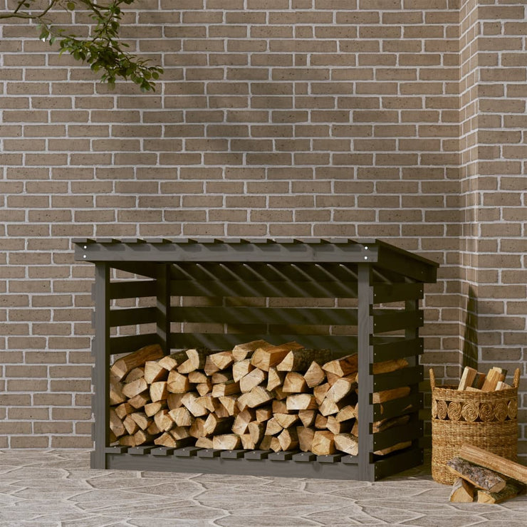Firewood Rack Grey 108x73x79 cm Solid Wood Pine