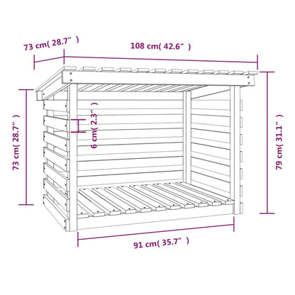 Firewood Rack Black 108x73x79 cm Solid Wood Pine
