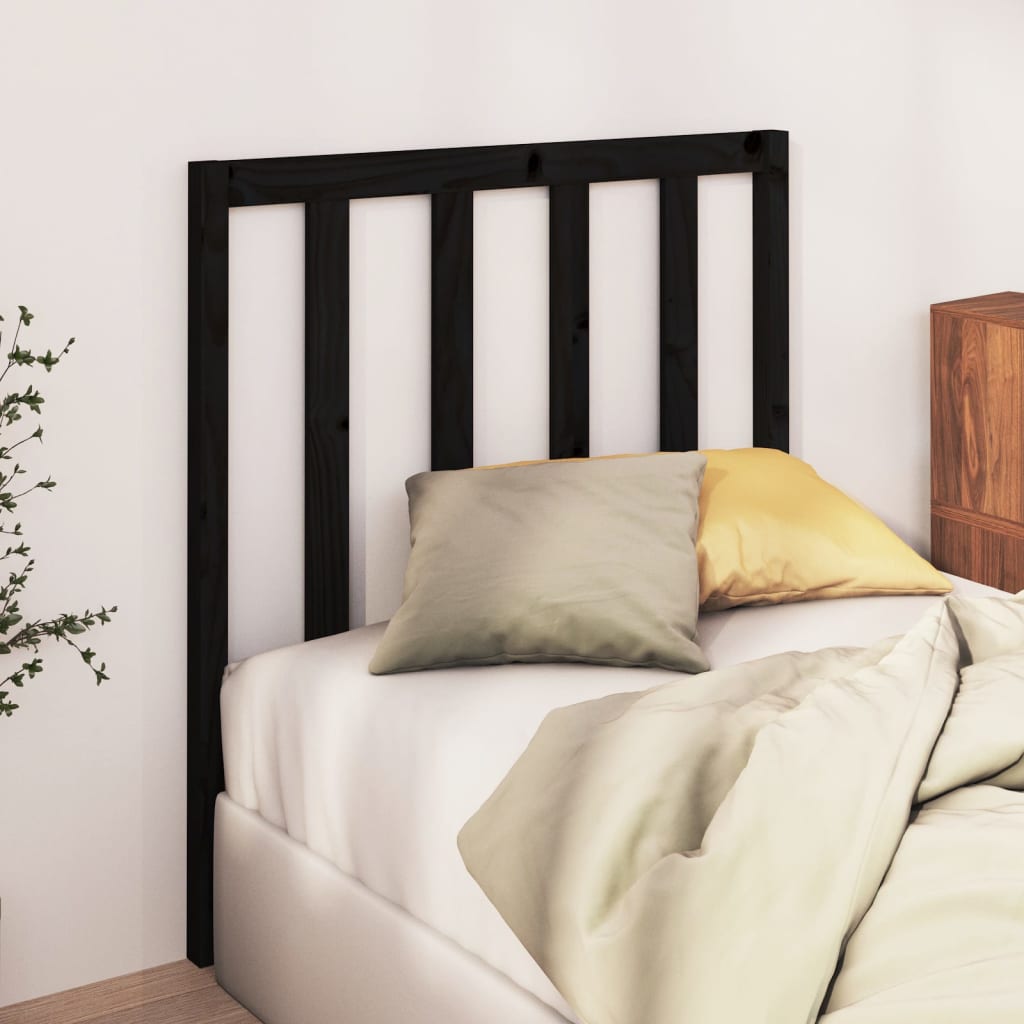 Bed Headboard | Black | Solid pine wood | 95 x 4 x 100 cm | Simple