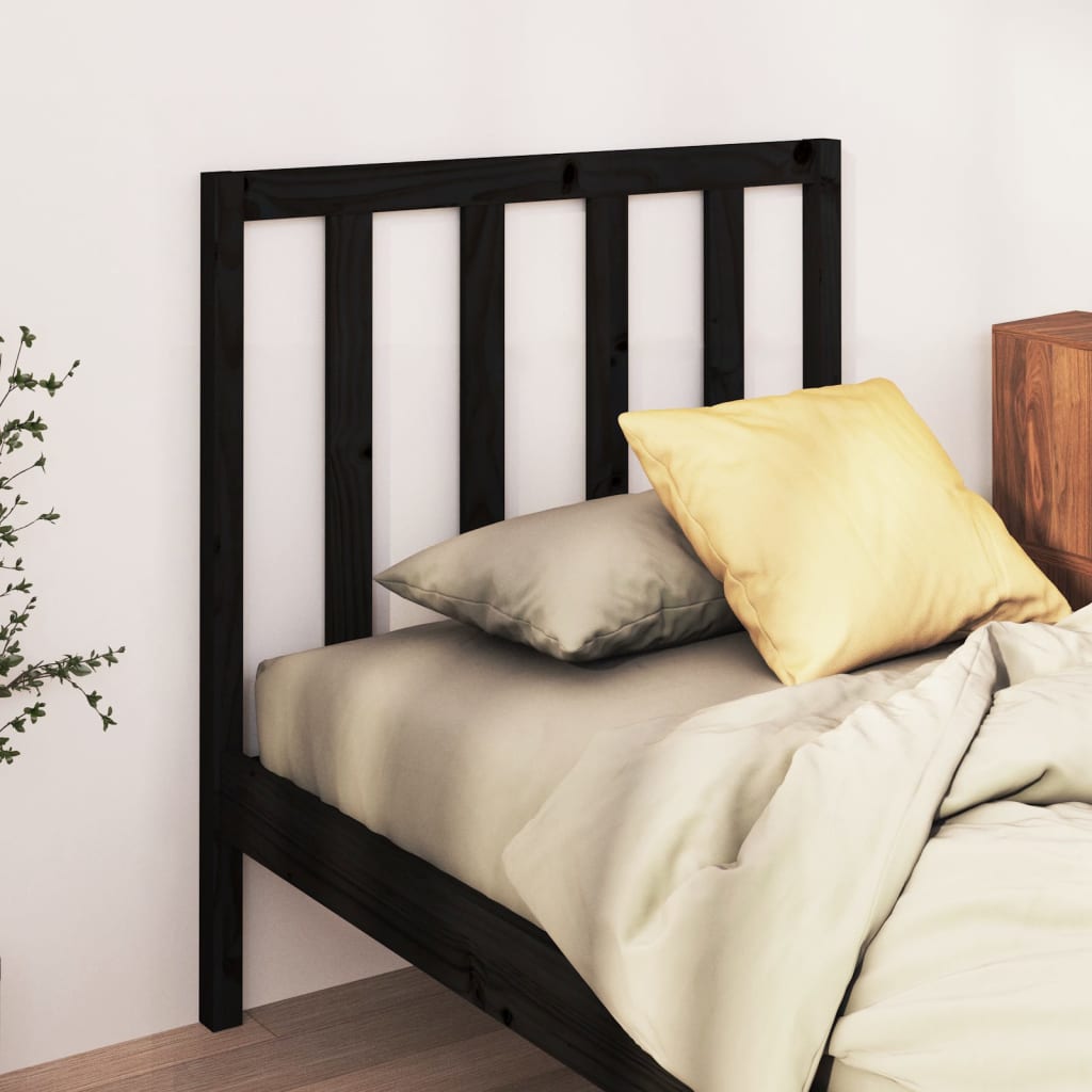 Bed Headboard | Black | Solid pine wood | 95 x 4 x 100 cm | Simple