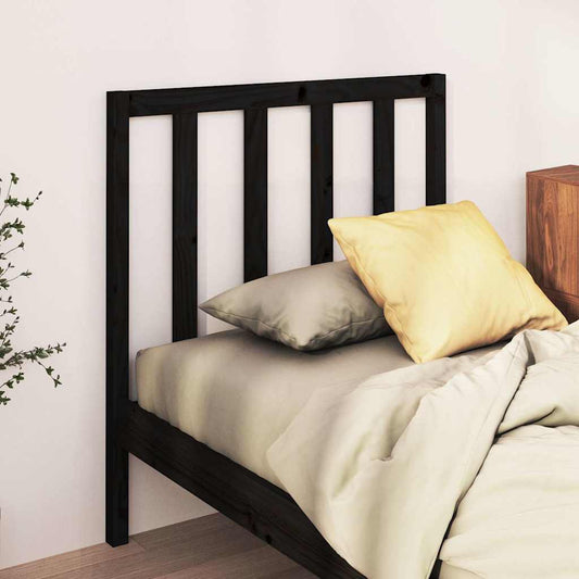 Bed Headboard Black 95x4x100 cm Solid Wood Pine