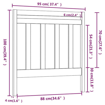 Bed Headboard 95x4x100 cm Solid Wood Pine