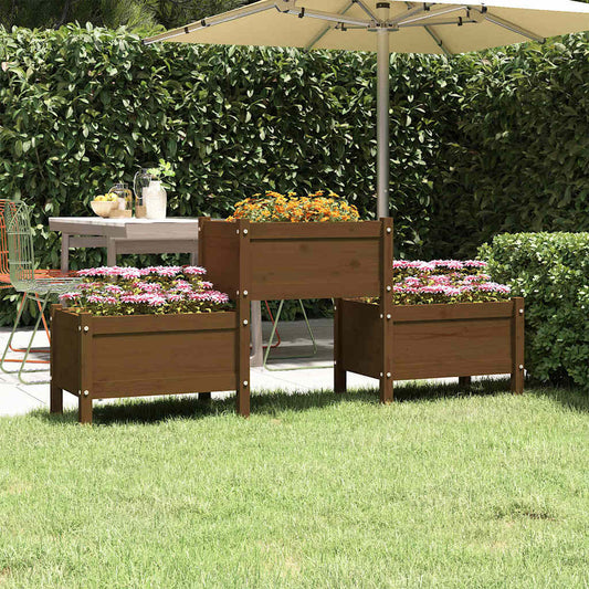 Planter Honey Brown 178.5x44x75 cm Solid Wood Pine