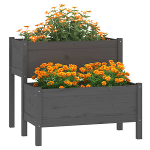 Planter Grey 84.5x84x75 cm Solid Wood Pine