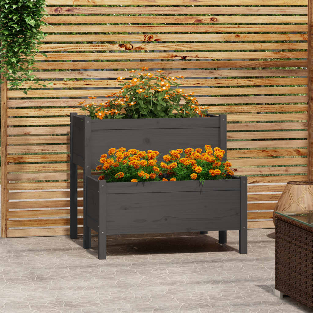 Planter Grey 84.5x84x75 cm Solid Wood Pine