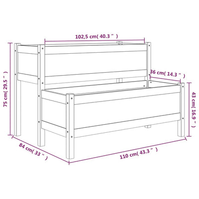 Planter Grey 110x84x75 cm Solid Wood Pine