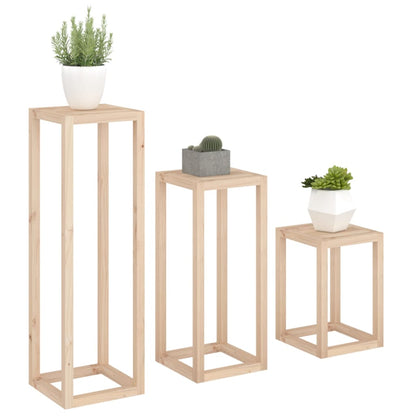 3 Piece Plant Stand Set Solid Wood Pine