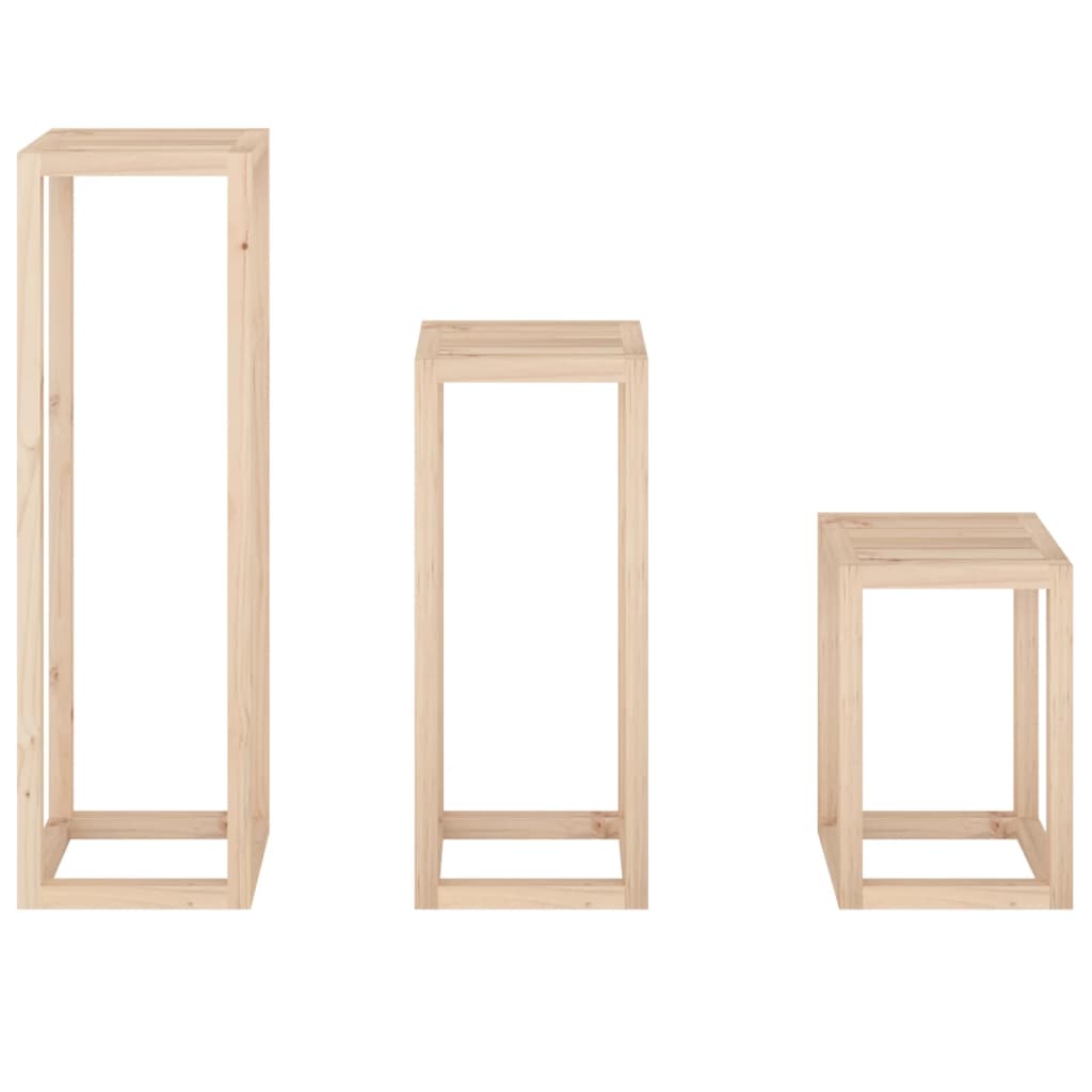 3 Piece Plant Stand Set Solid Wood Pine