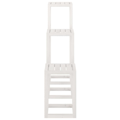 3 Piece Plant Stand Set White Solid Wood Pine