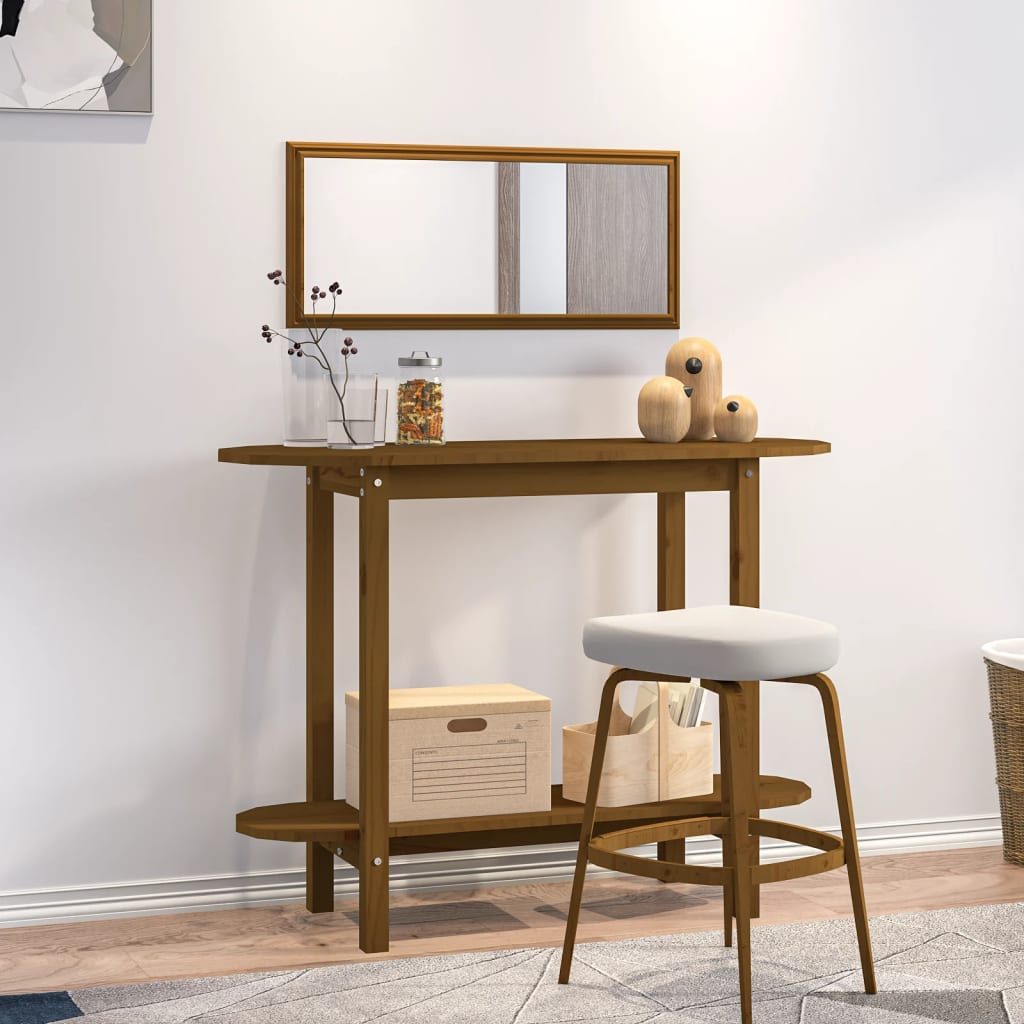 Console Table Honey Brown 110x40x80 cm Solid Wood Pine