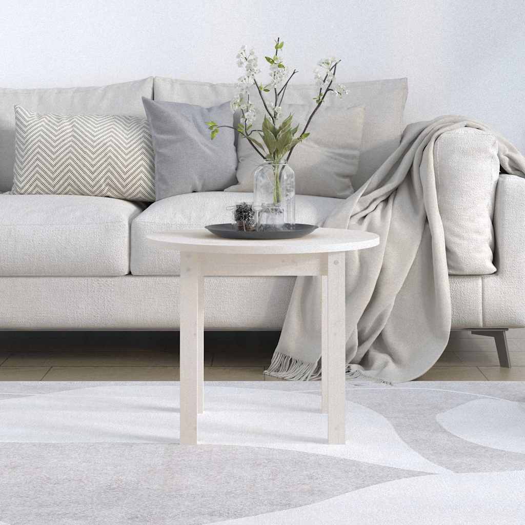 Coffee Table White Ø 55x45 cm Solid Wood Pine