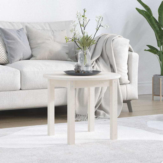 Coffee Table White Ø 55x45 cm Solid Wood Pine