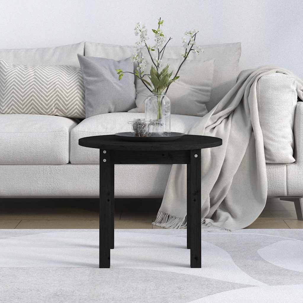 Coffee Table Black Ø 55x45 cm Solid Wood Pine