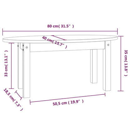 Coffee Table Grey 80x40x35 cm Solid Wood Pine