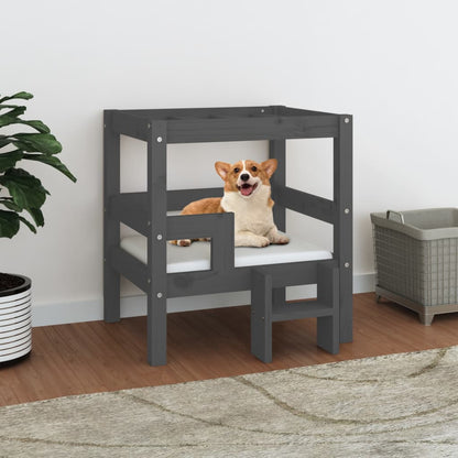 Dog Bed Grey 55.5x53.5x60 cm Solid Wood Pine