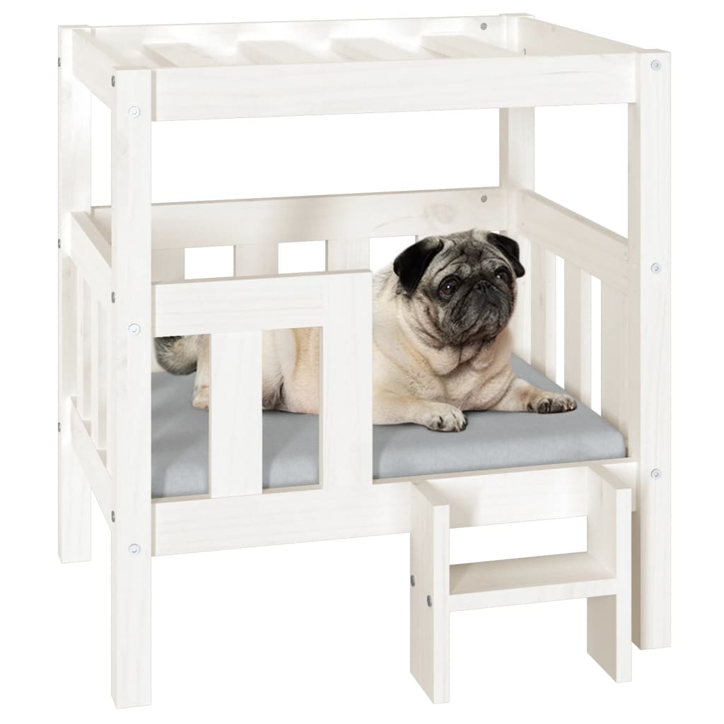 Dog Bed White 65.5x43x70 cm Solid Wood Pine