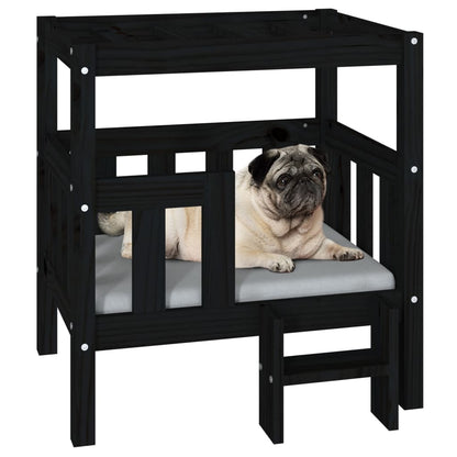 Dog Bed Black 65.5x43x70 cm Solid Wood Pine