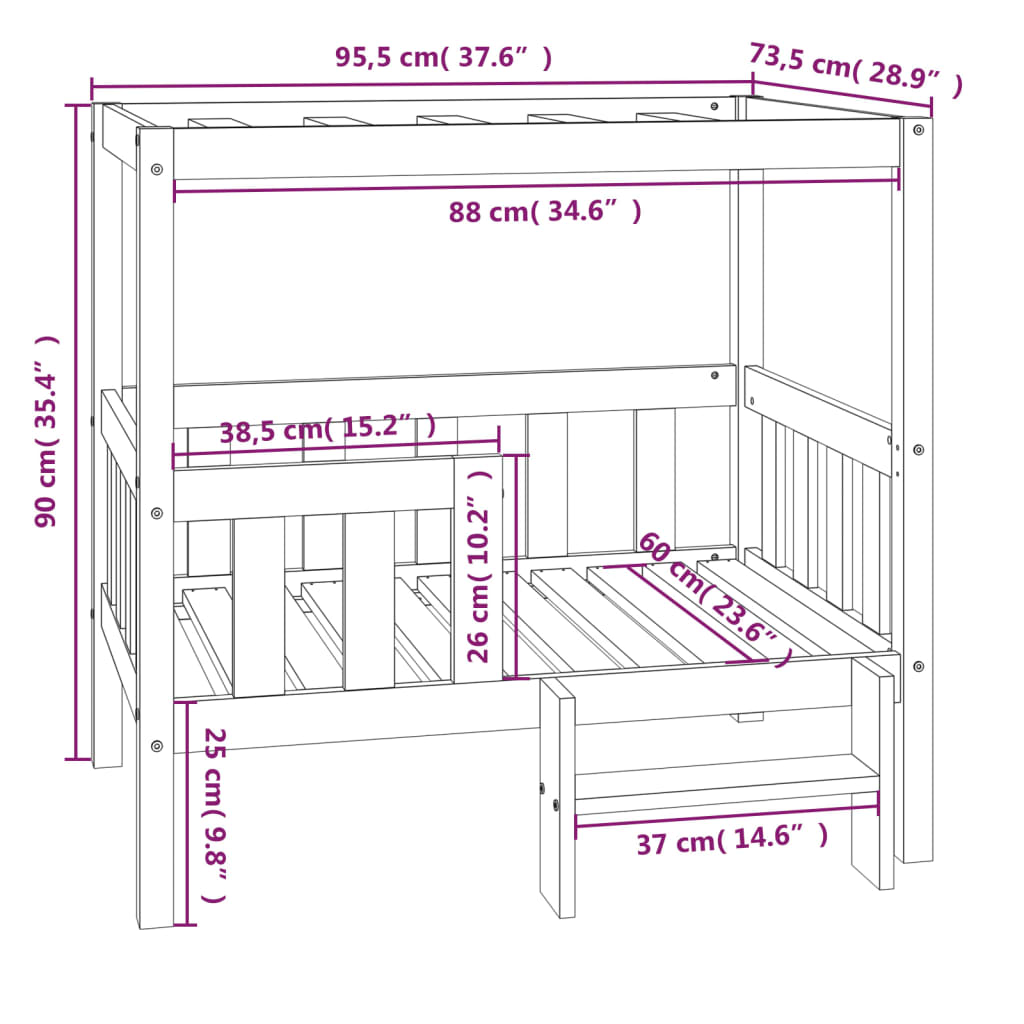 Dog Bed 95.5x73.5x90 cm Solid Wood Pine