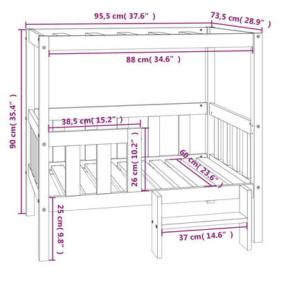 Dog Bed 95.5x73.5x90 cm Solid Wood Pine