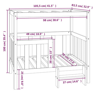 Dog Bed 105.5x83.5x100 cm Solid Wood Pine