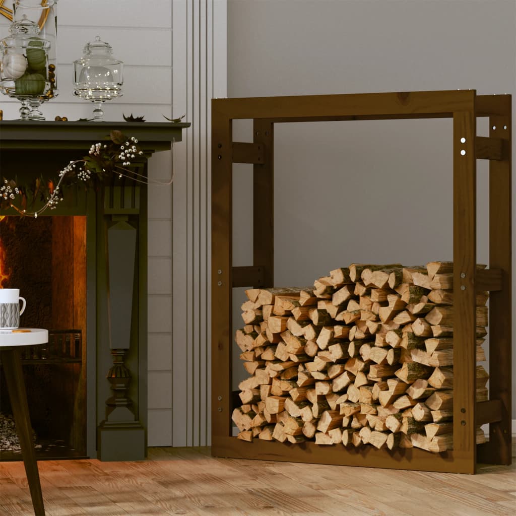 Firewood Rack Honey Brown 80x25x100 cm Solid Wood Pine