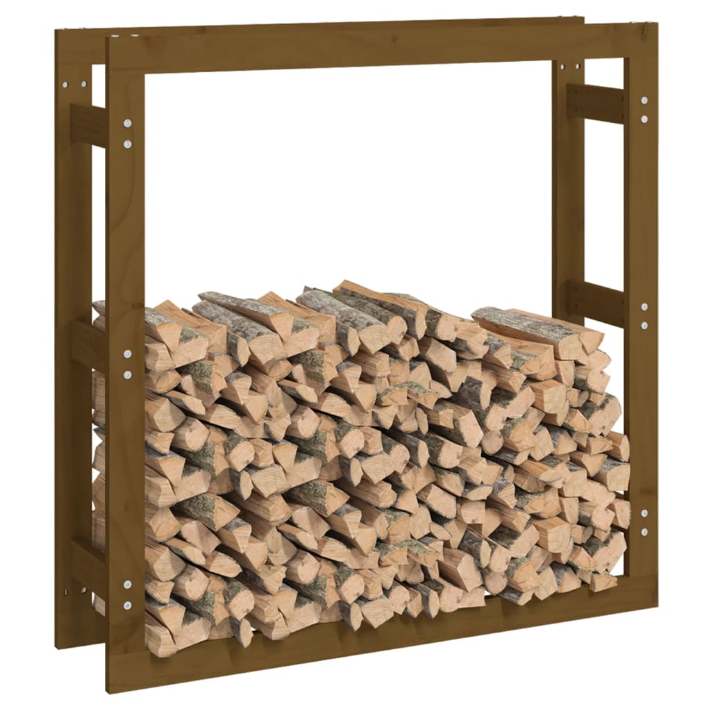 Firewood Rack Honey Brown 100x25x100 cm Solid Wood Pine