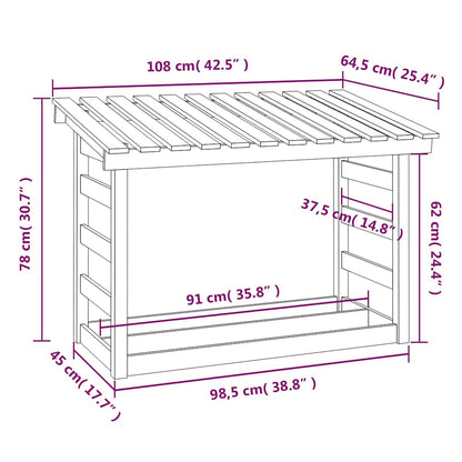 Firewood Rack White 108x64.5x78 cm Solid Wood Pine