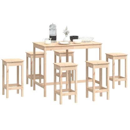 7 Piece Bar Set Solid Wood Pine