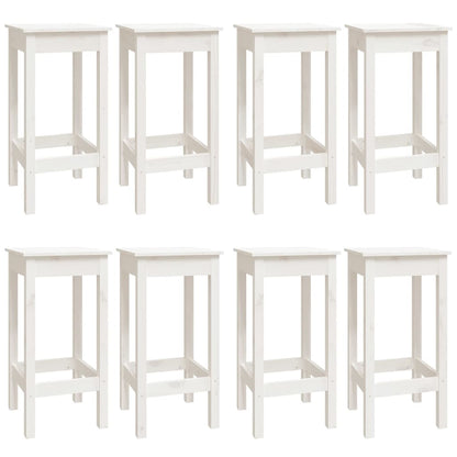 9 Piece Bar Set White Solid Wood Pine
