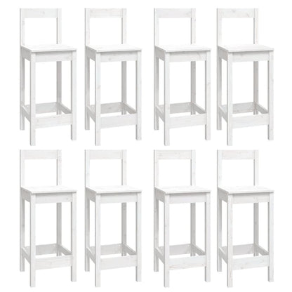 9 Piece Bar Set White Solid Wood Pine