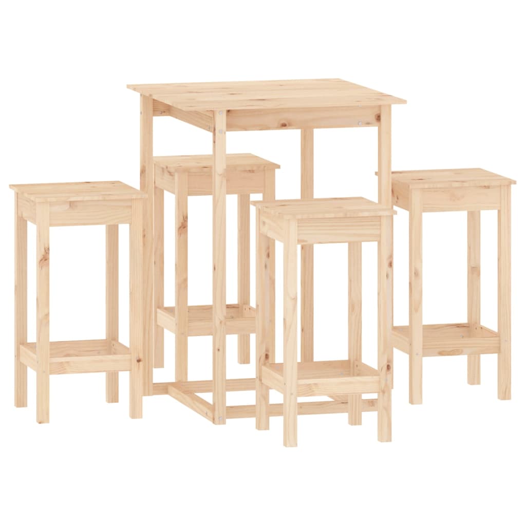 5 Piece Bar Set Solid Wood Pine