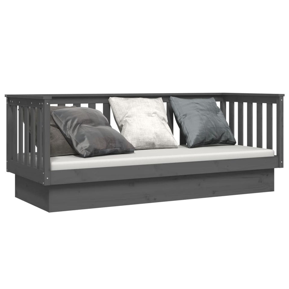 Day Bed Grey 75x190 cm Solid Wood Pine