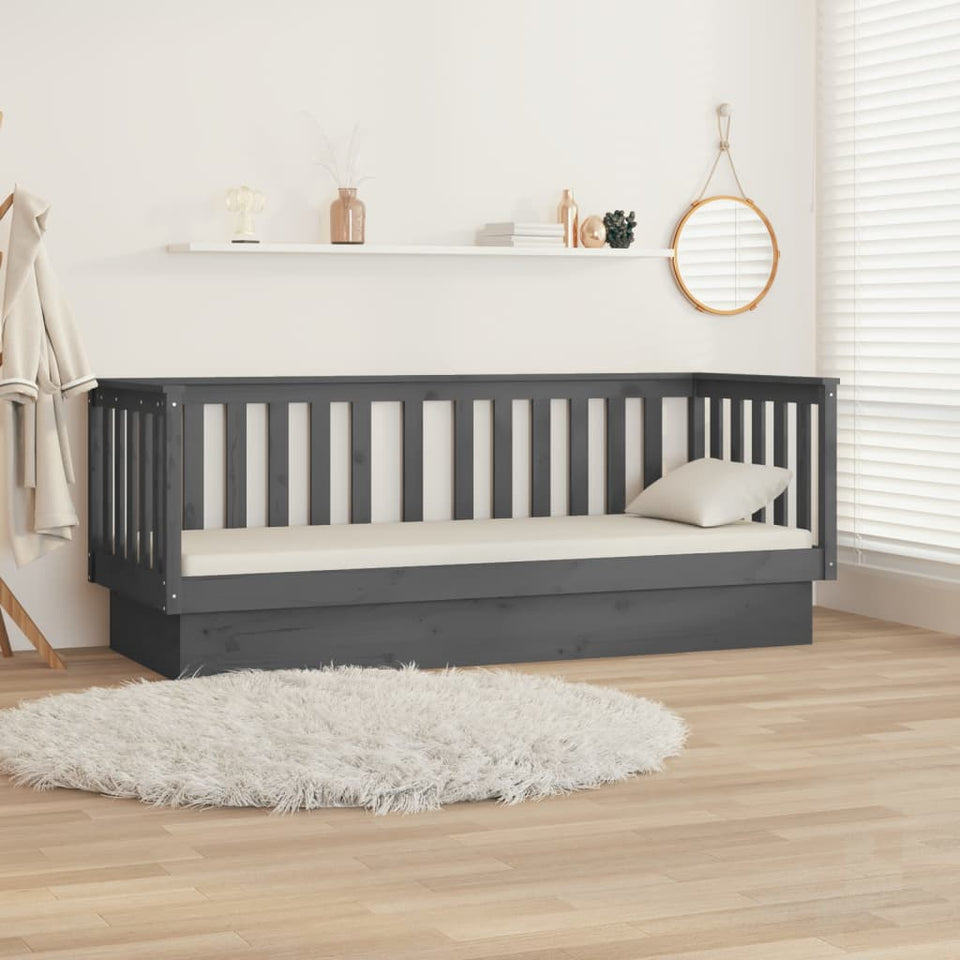 Day Bed Grey 75x190 cm Solid Wood Pine